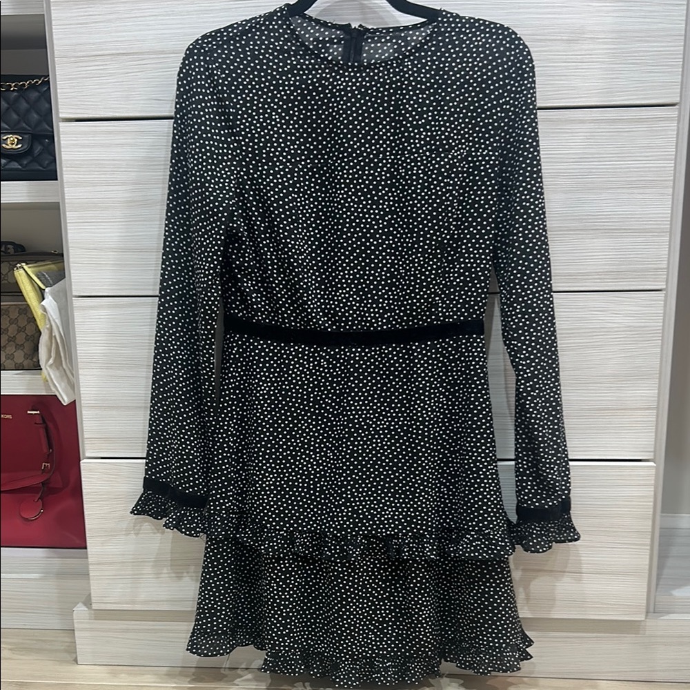 Elegant Black and White Polka Dot Dress